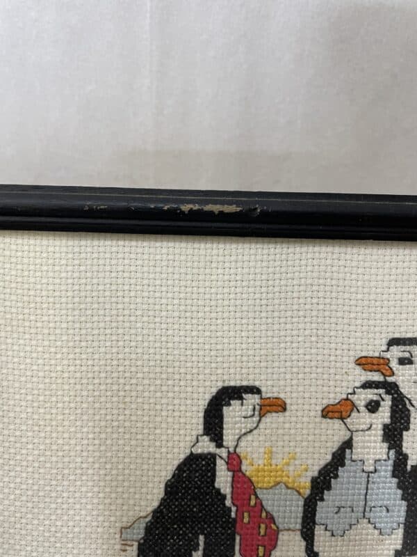 Set of 4 vintage penguin cross stitches. - Image 3