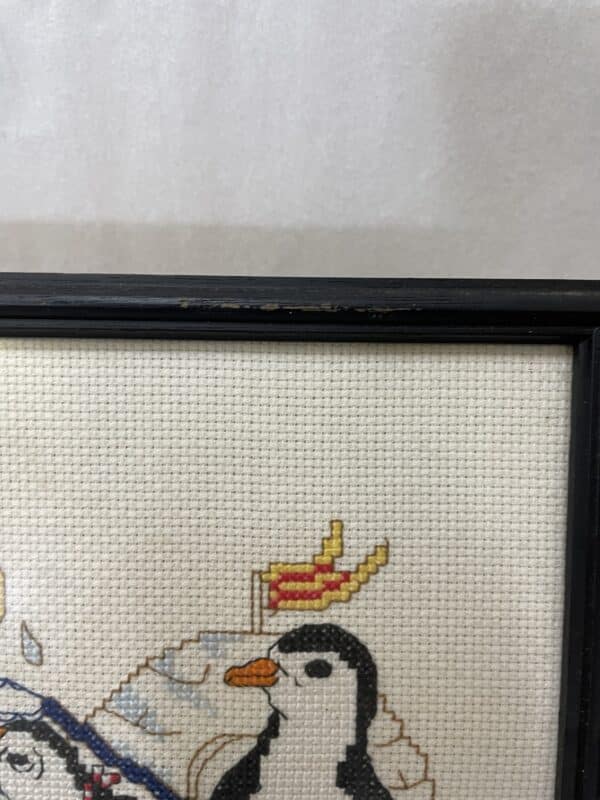 Set of 4 vintage penguin cross stitches. - Image 7