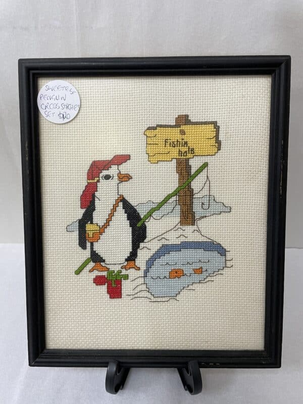 Set of 4 vintage penguin cross stitches. - Image 16