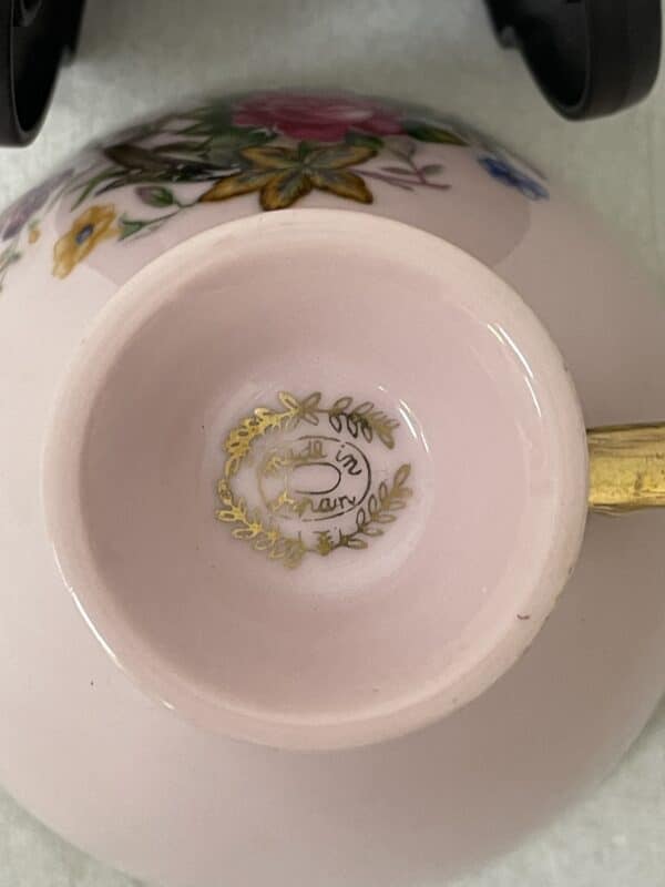 Vintage Japanese floral tea cup with saucer - Image 5